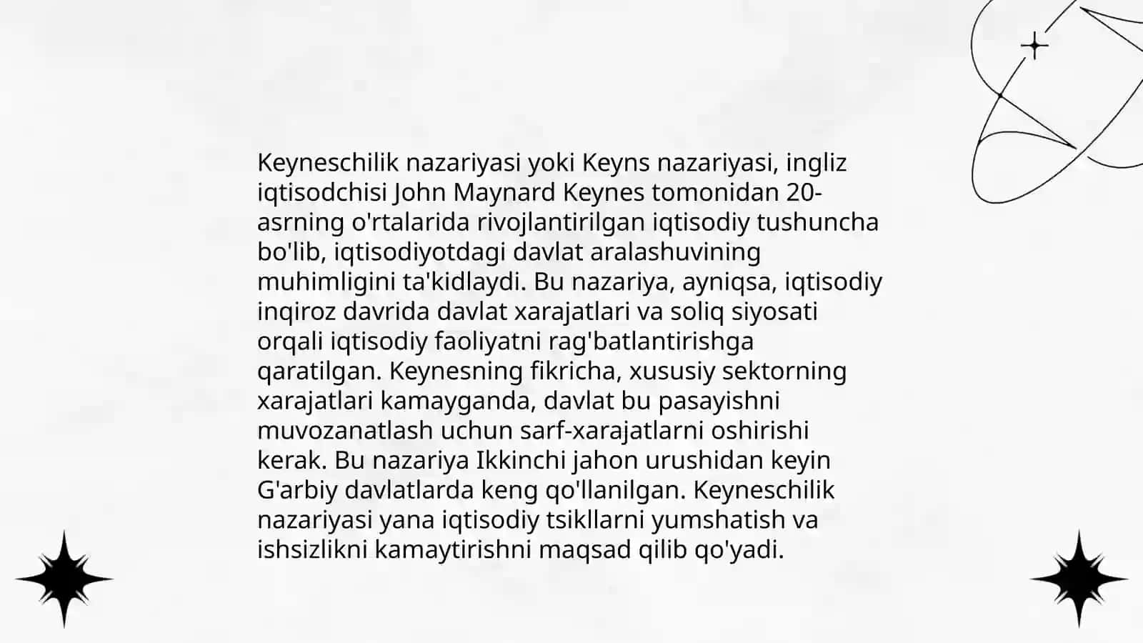 Klassik iqtisodiy maktabga muqobil g'oyalar 4