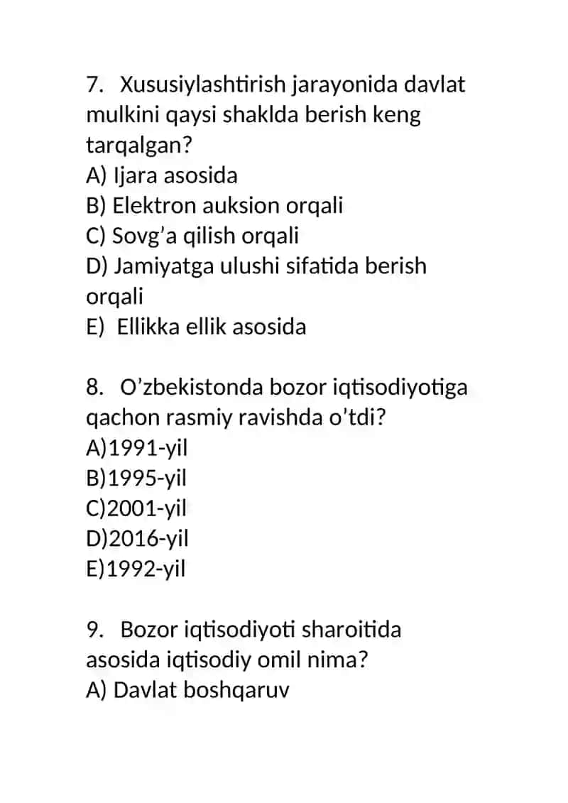 O’zbekistonda iqtisodiy islohotlarning amalga oshirishi, xususiy mulkchilik va bozor munosabatlari 4