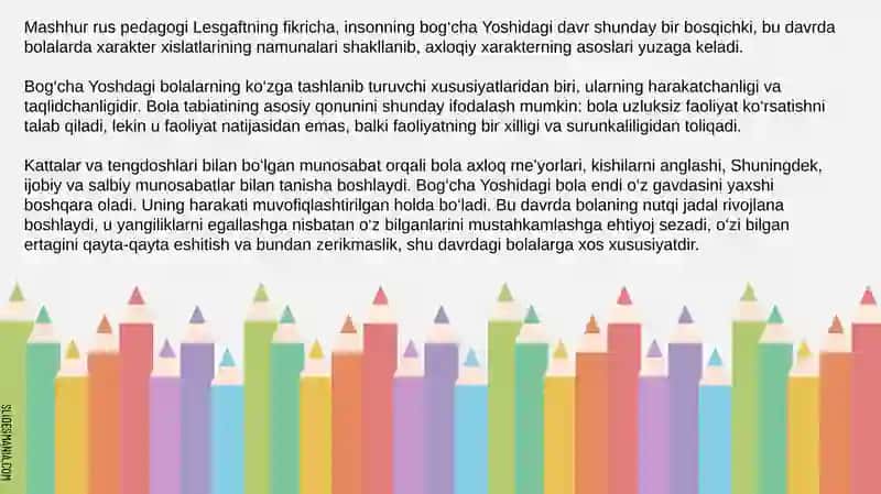 MAKTABGACHA YOSH DAVRIDA PSIXIKRIVOJLANISH XUSUSIYATLARI 4