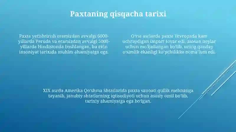 Paxtaning qisqacha tarixi 4