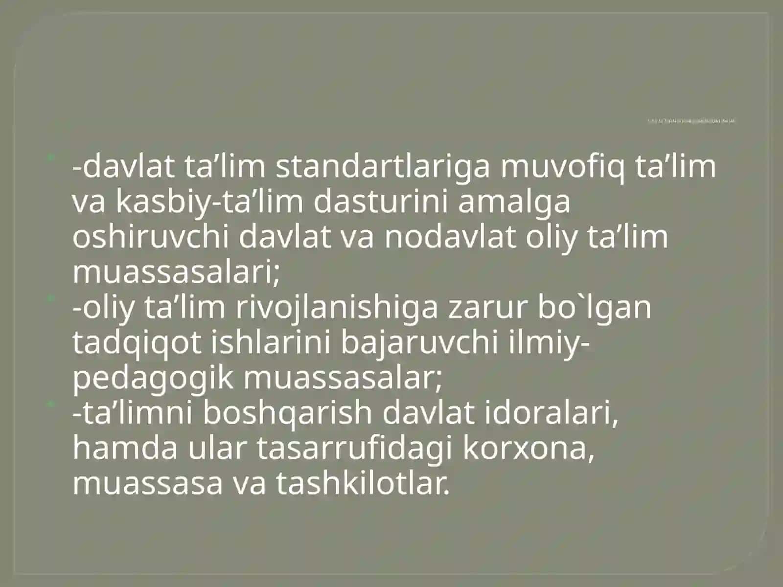 O`ZBEKISTON RESPUBLIKASIDA OLIY VA O`RTA MAXSUS TA’LIMINING SHAKLLANTIRILISHI 4