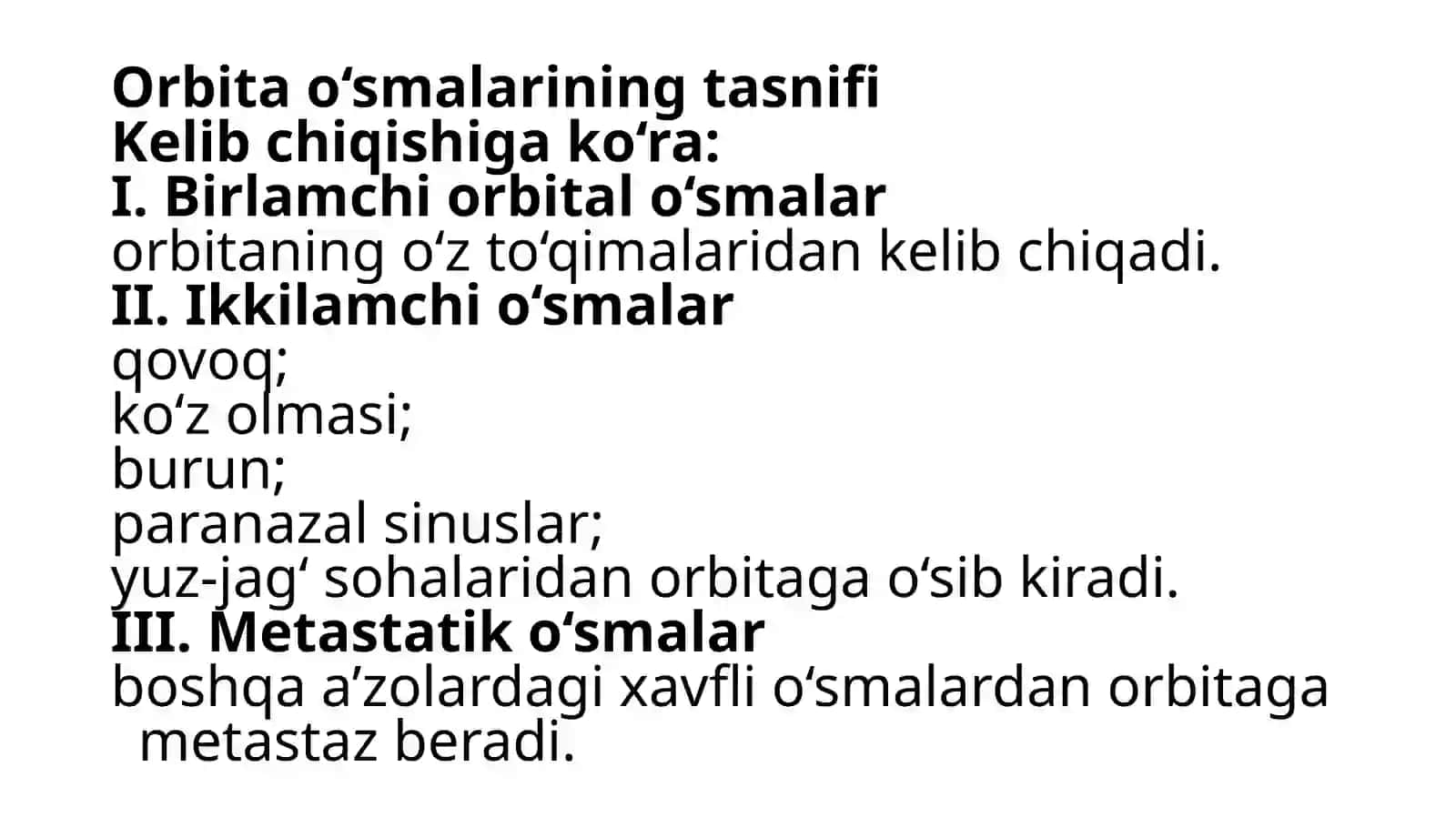 Orbita va atrof bo‘shliqlari o‘smalari 4