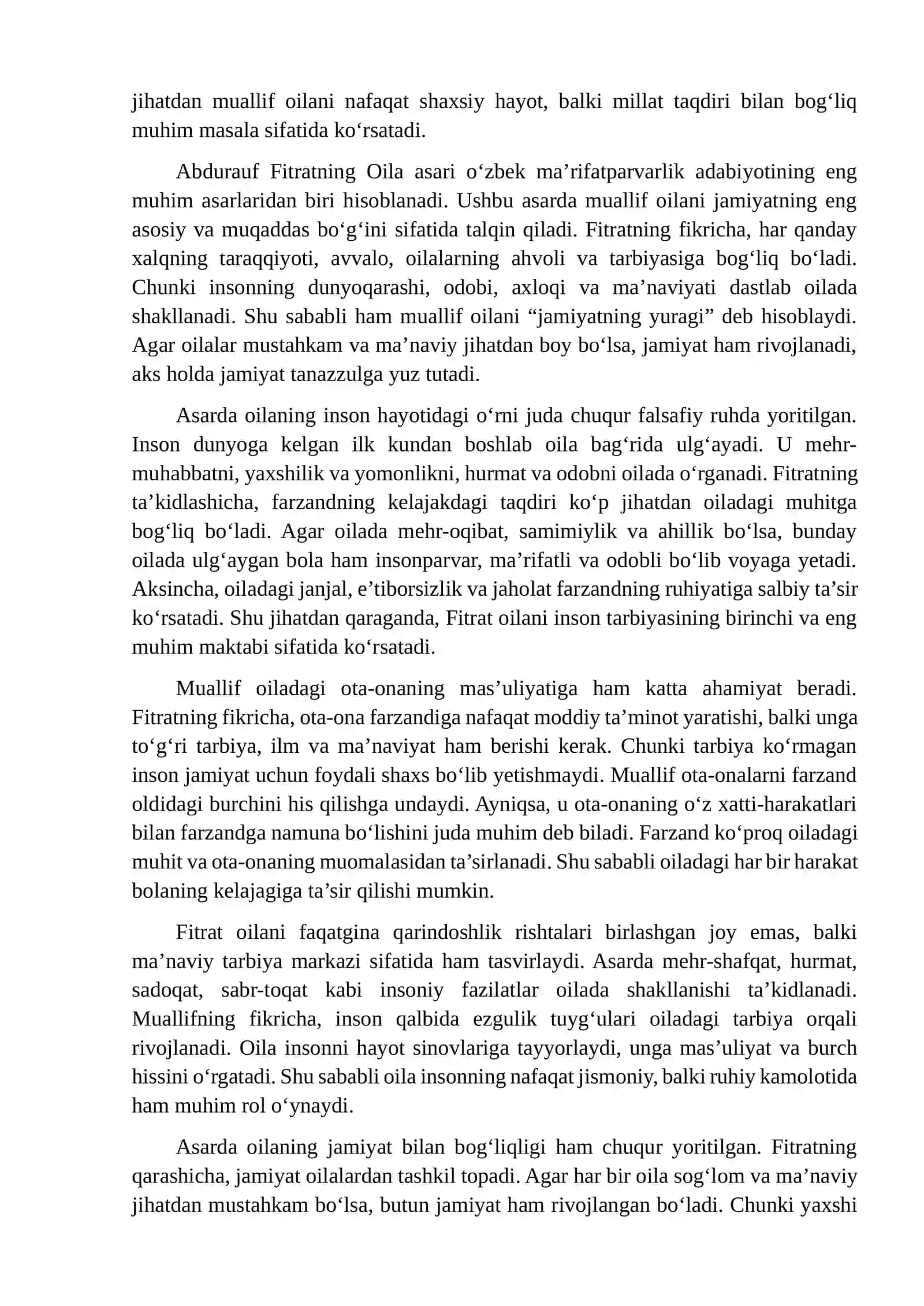 Fitratning “Oila” asarining falsafiy 4