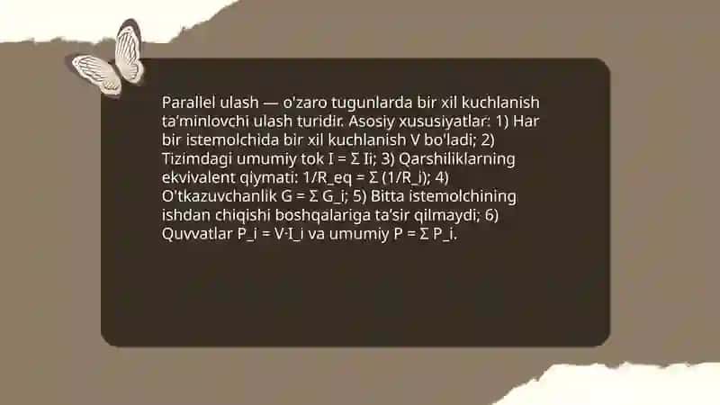 Istemolchilarni ketma ket va parallel ulash 4
