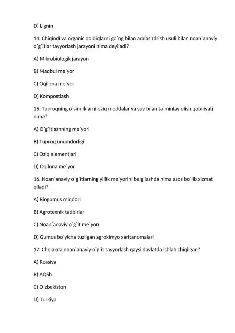Noan`anaviy o`g`itlar test 4