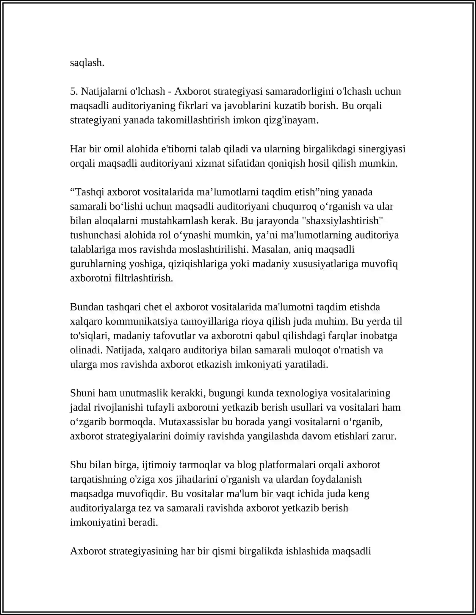 TASHQI AXBOROT VOSITALARIDA MALUMOTLARINI TAQDIM ETISH 4