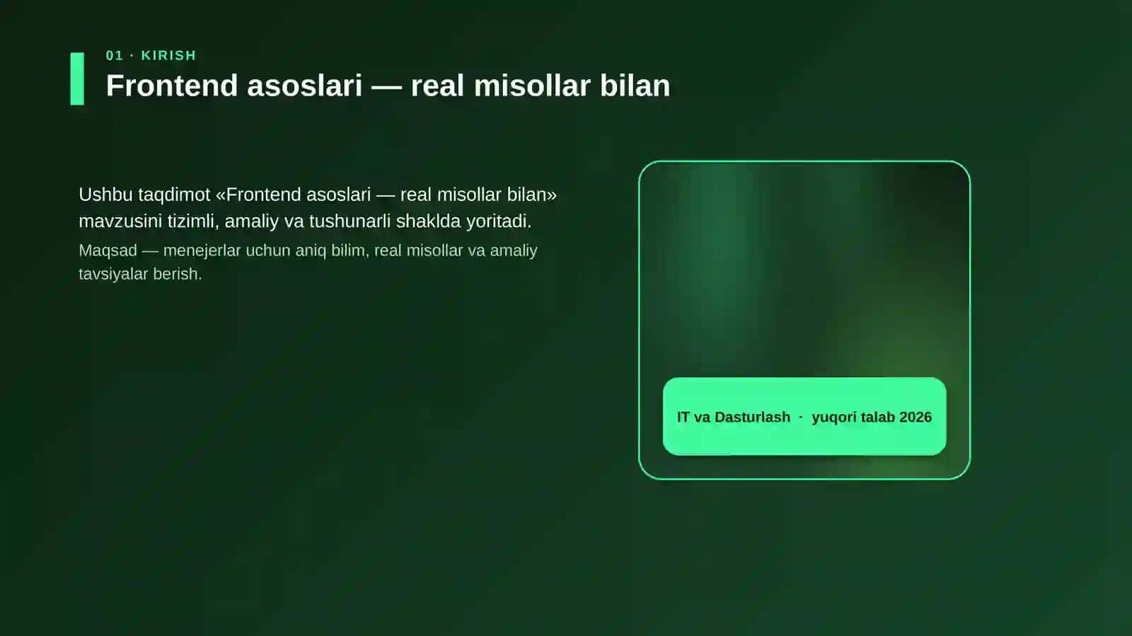 Frontend asoslari — real misollar bilan 4
