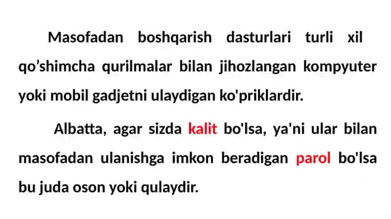 Masofadan boshqarish komponentlari 4