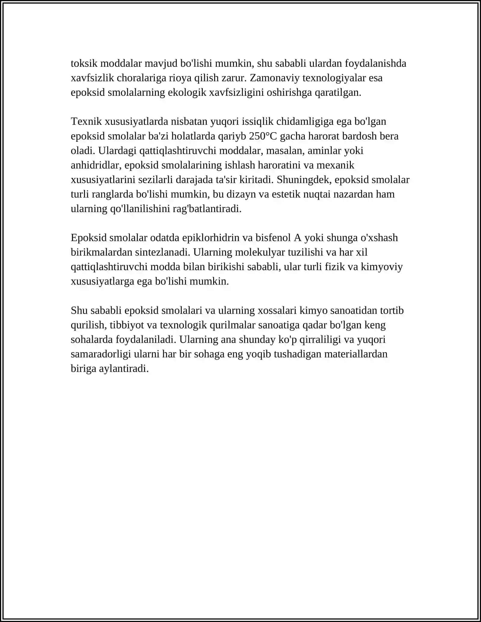 MAXSUS XOSSALI POLIMERLAR EPOKSID SMOLALARI ASOSIDA 4