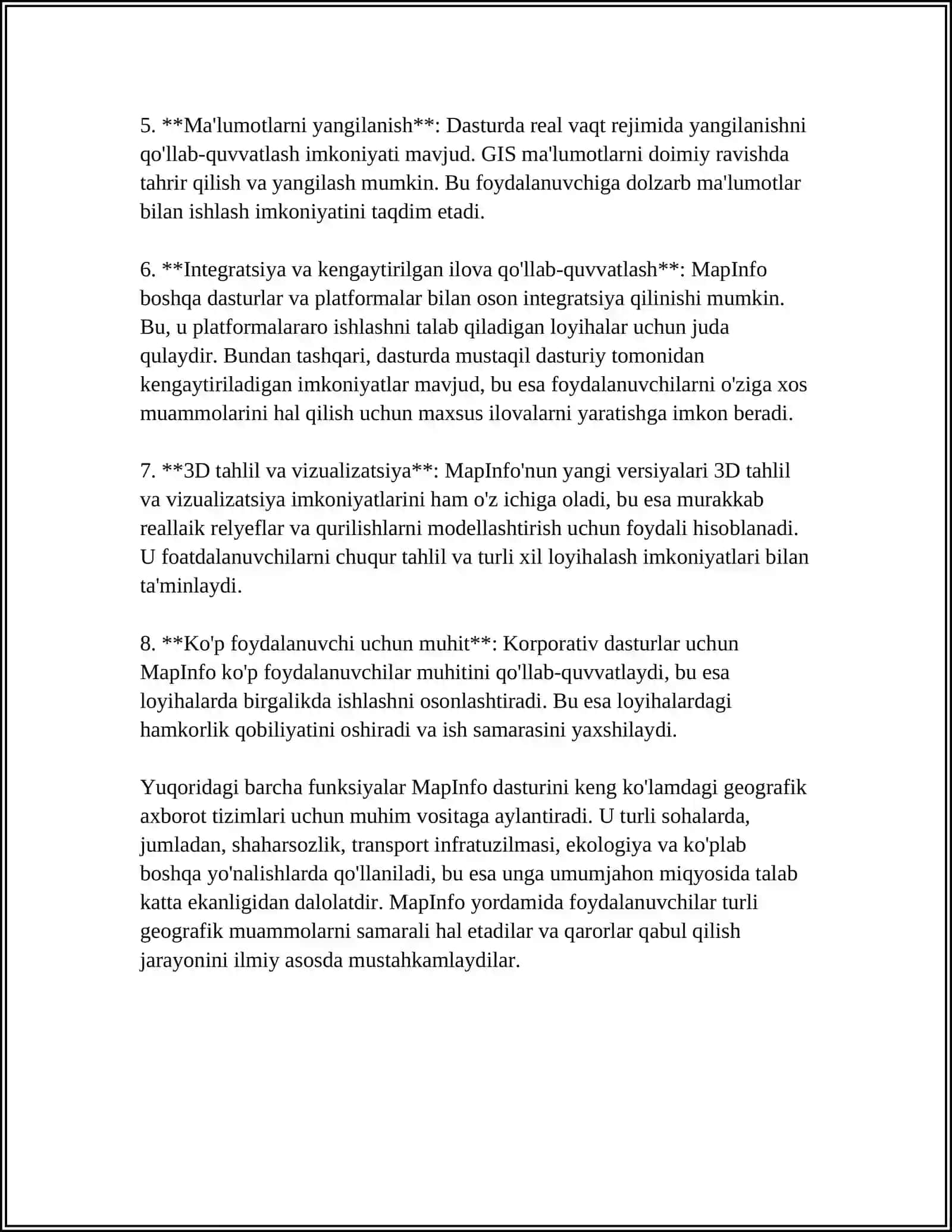 MAPINFO GEOGRAFIK AXBOROT TIZIMI 4