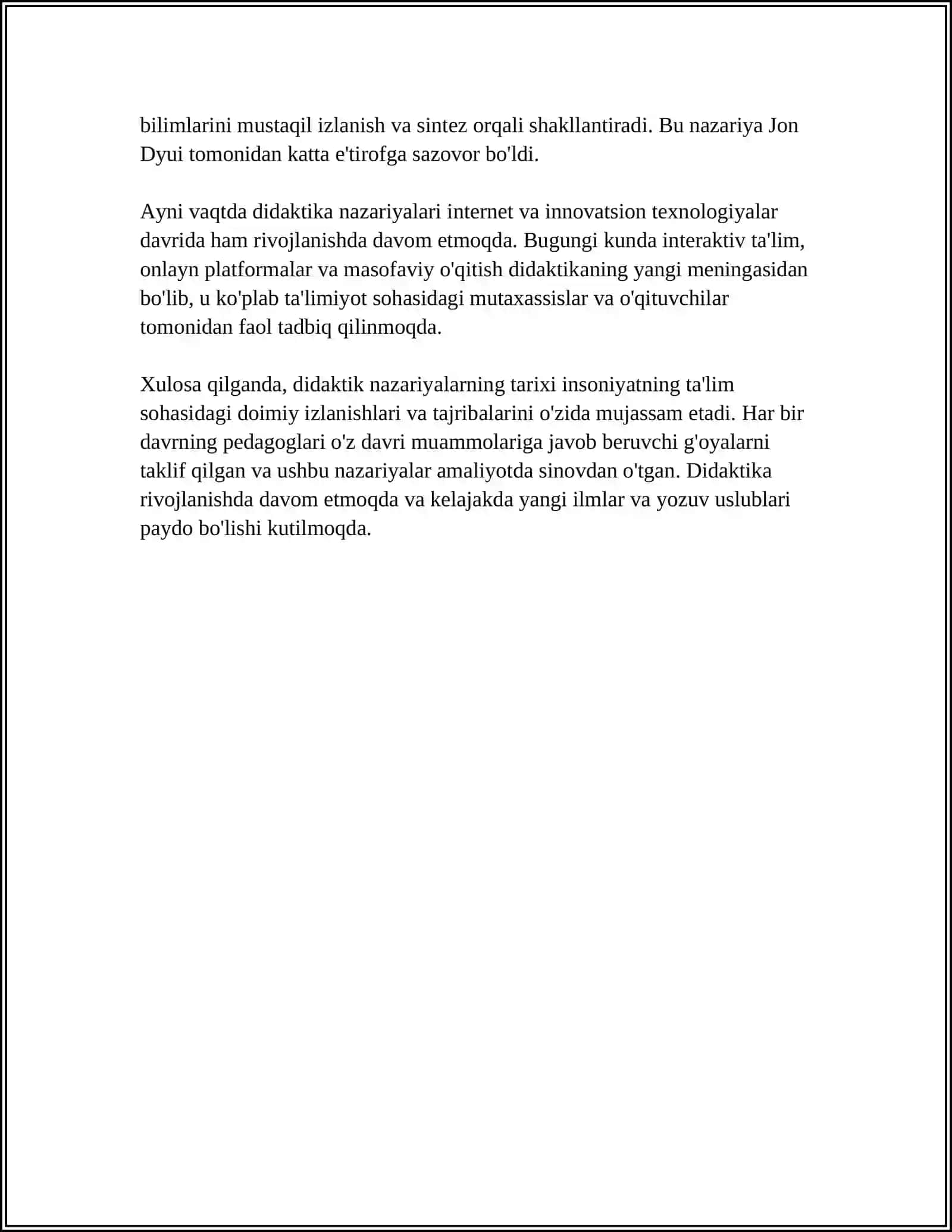 Mavzu: DIDAKTIK NAZARIYALAR VA TA’LIM PARADIGMALARI 4