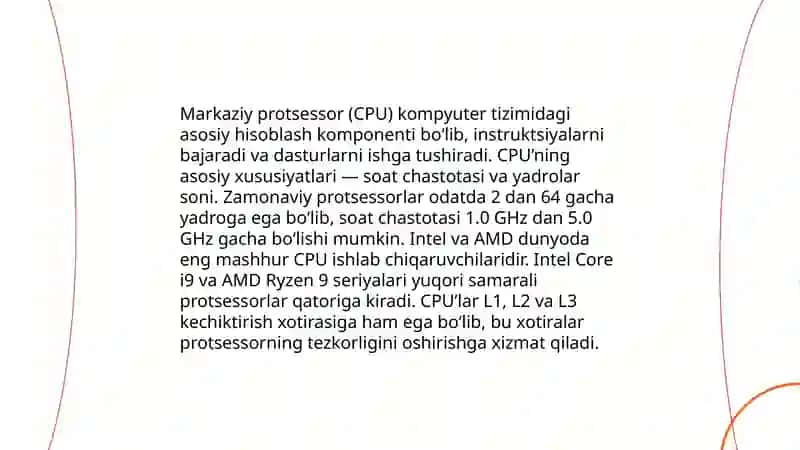 Kompyuterning asosiy qurilmalari haqida ma’lumot bering 4