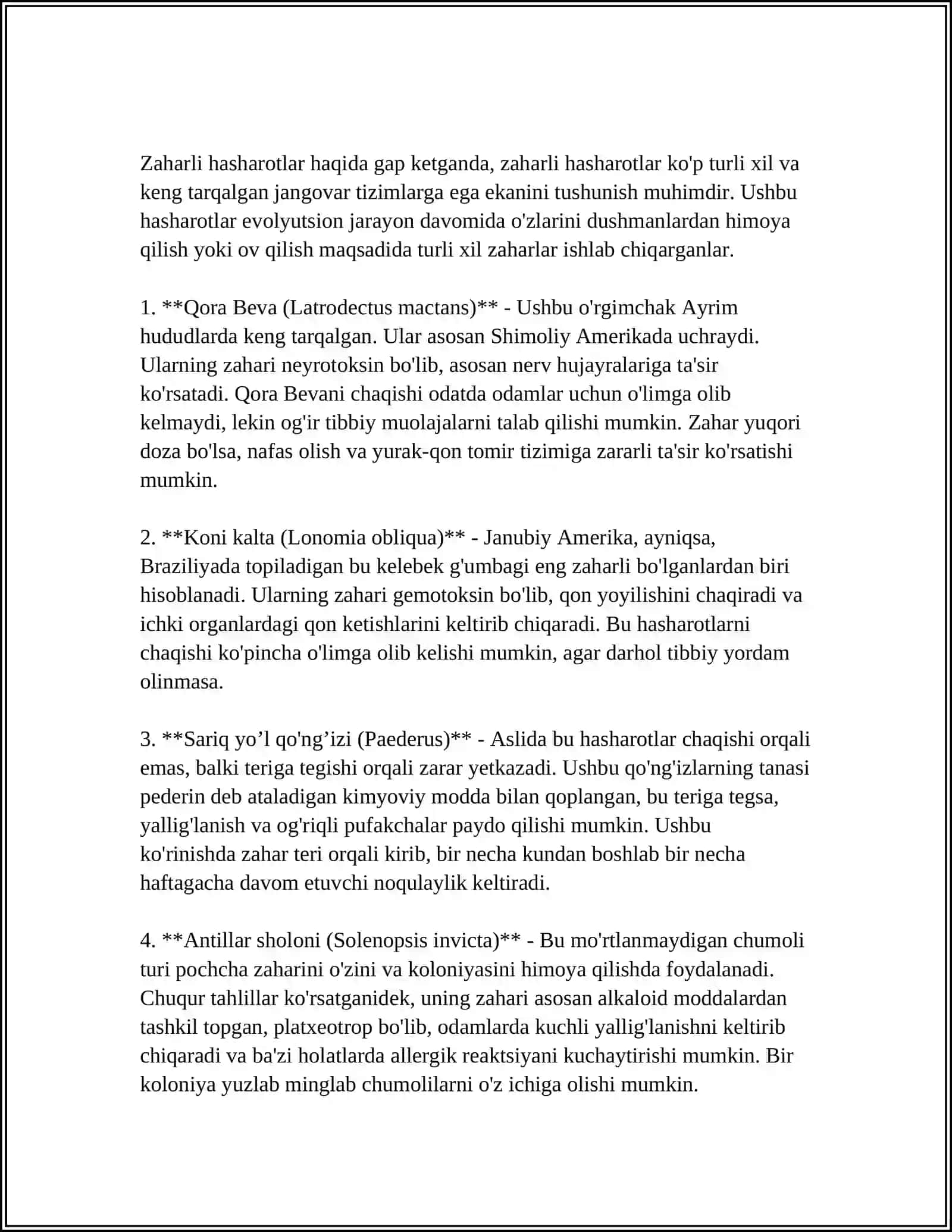 Zaharli hayvonlar 4