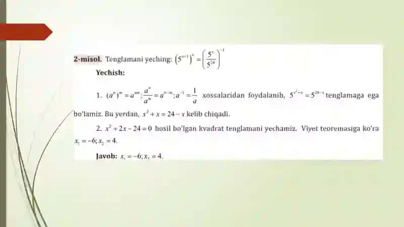Ko’rsatkichli tenglamalar 4