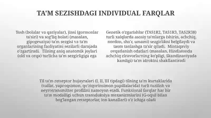 Ta'm bilish aʼzolarining morfofunksial tasnifi 4