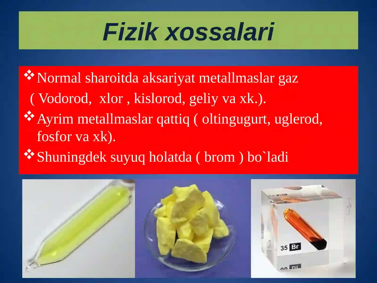 Metallmaslar. Uglerod i elementlariga umumiy tavsif 4