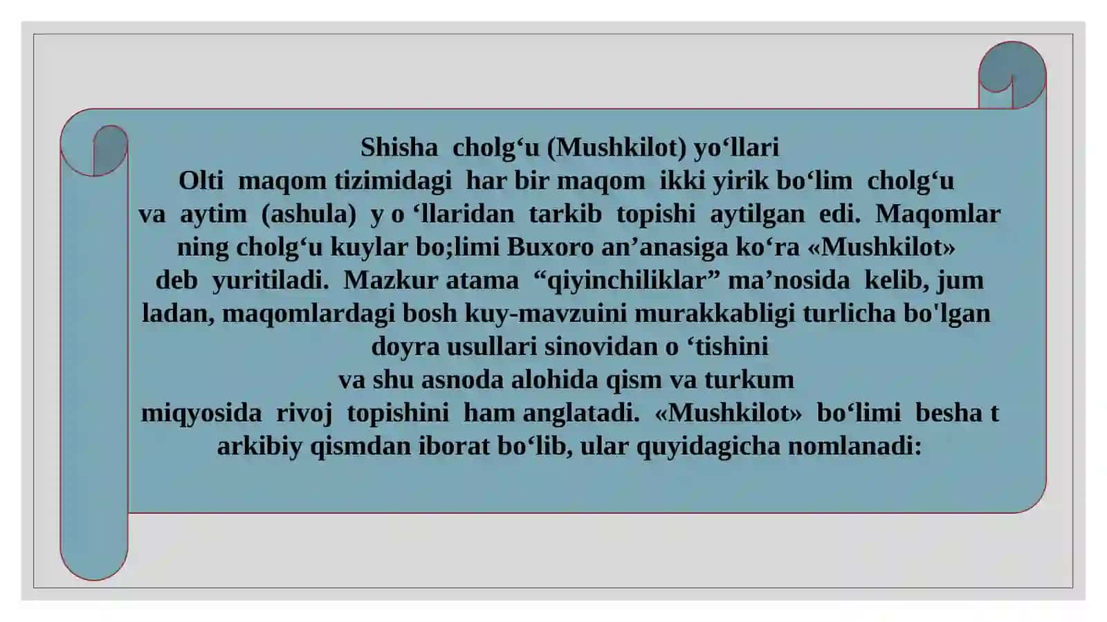 “SHASHMAQOM”NING CHOLG’U BO;LIMI 4