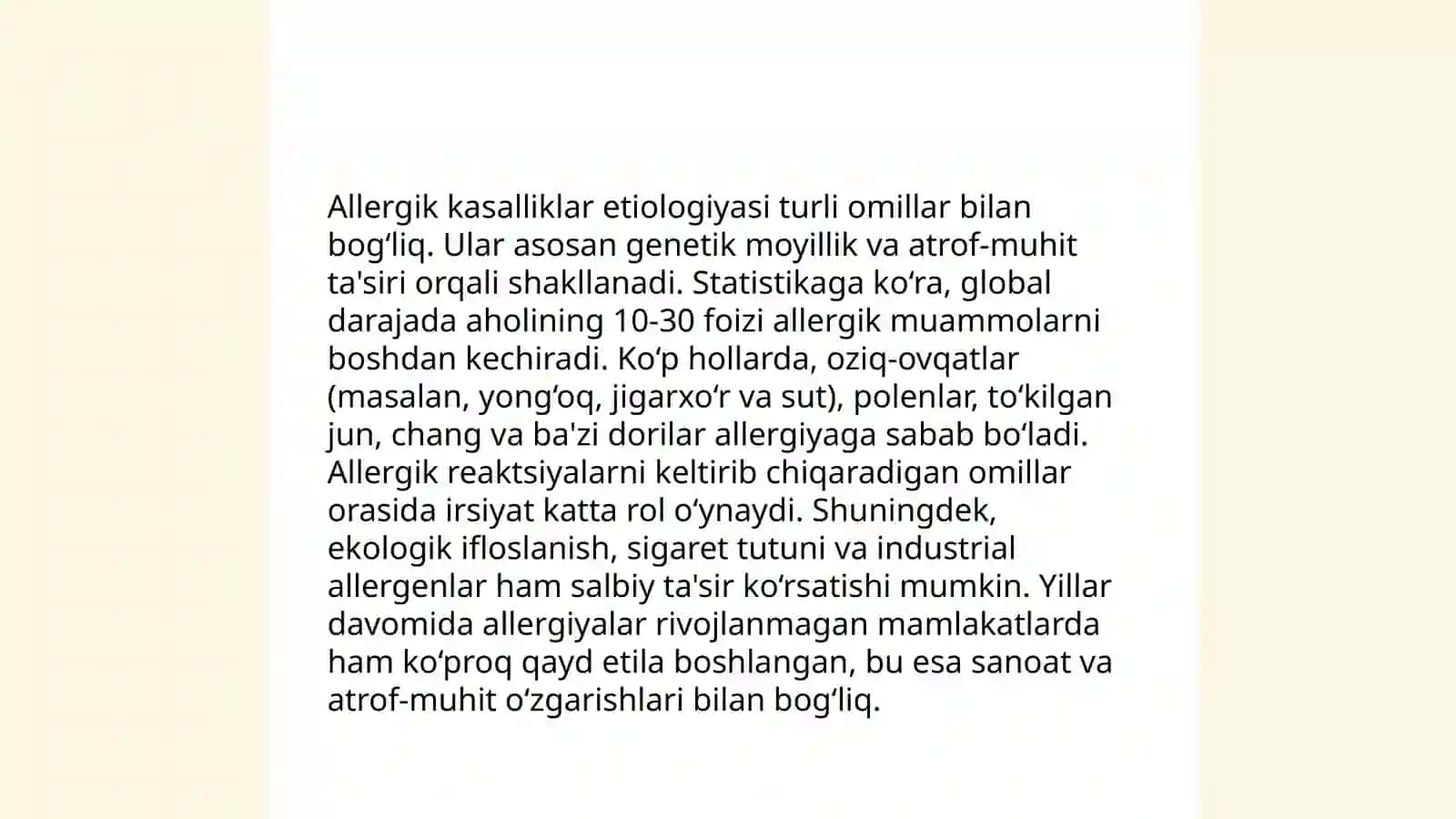 Autoimmun va allergik kasalliklar kelib chiqishi 4