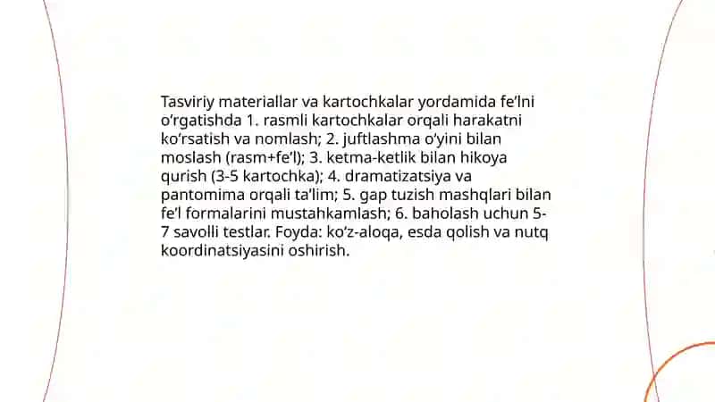 Oʻyinlar orqali fe'l turlarini oʻrgatish metodlari 4