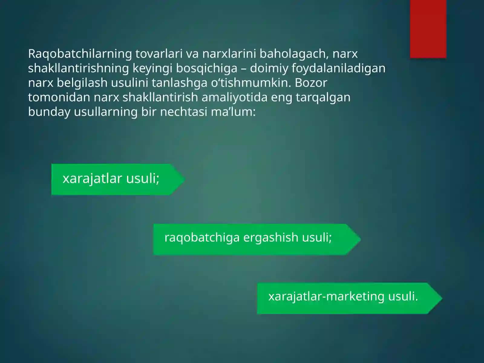 INNOVATSION MAHSULOTLARGA NARXNI SHAKLLANISHI 4