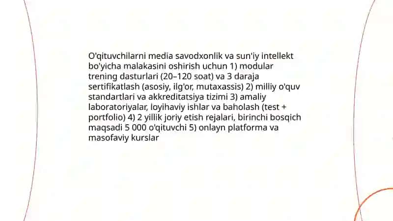 Yangi O'zbekistonda 'Media savodxonlik va axborot madaniyati' fanini o'rni va ahamiyati. Ta'limda sun'iy intellekt: muammo va istiqbollar 4