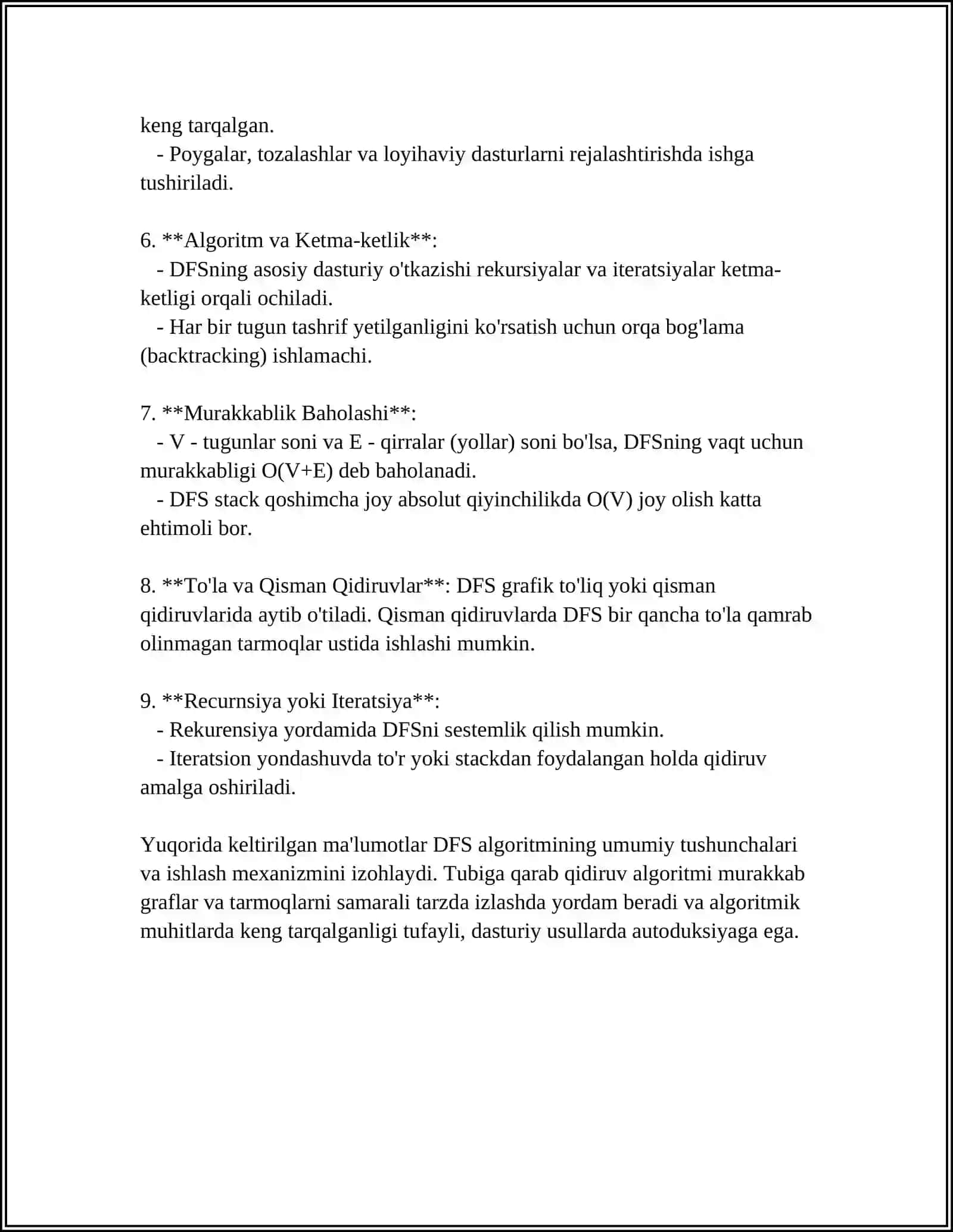 Tubiga Qarab Qidiruv (Depth-First Search, DFS) Algoritmi 4