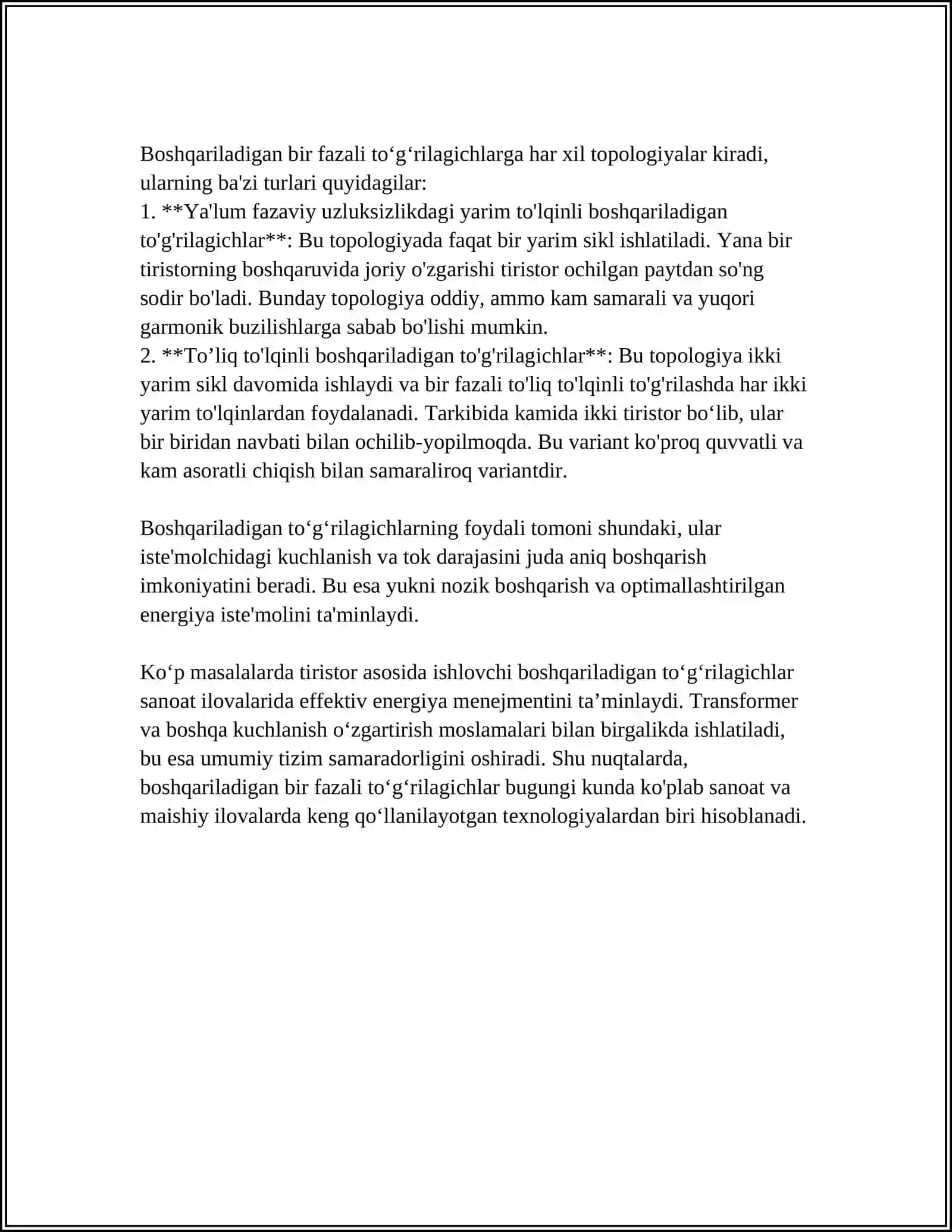 BOSHQARILADIGAN BIR FAZALI TOʻGʻRILAGICHLAR 4