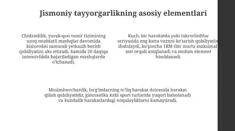 O'z o'zini nazorat qilish va jismoniy tayyorgarliklari va jismoniy holatini aniqlash 4