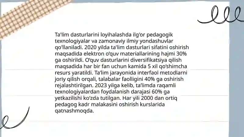 Oʻquv- tarbiya jarayonini loyihalash 4