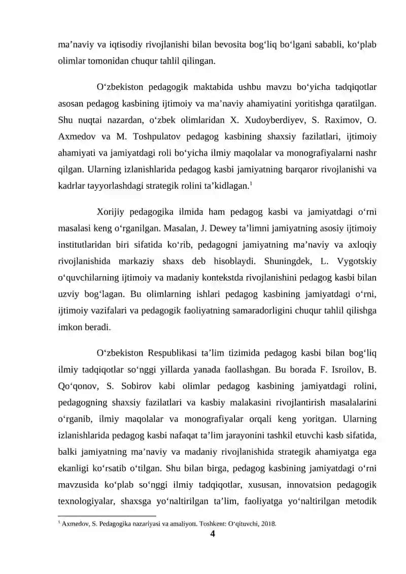 Pedagog kasbining jamiyatdagi oʻrni (KURS ISHI) 4