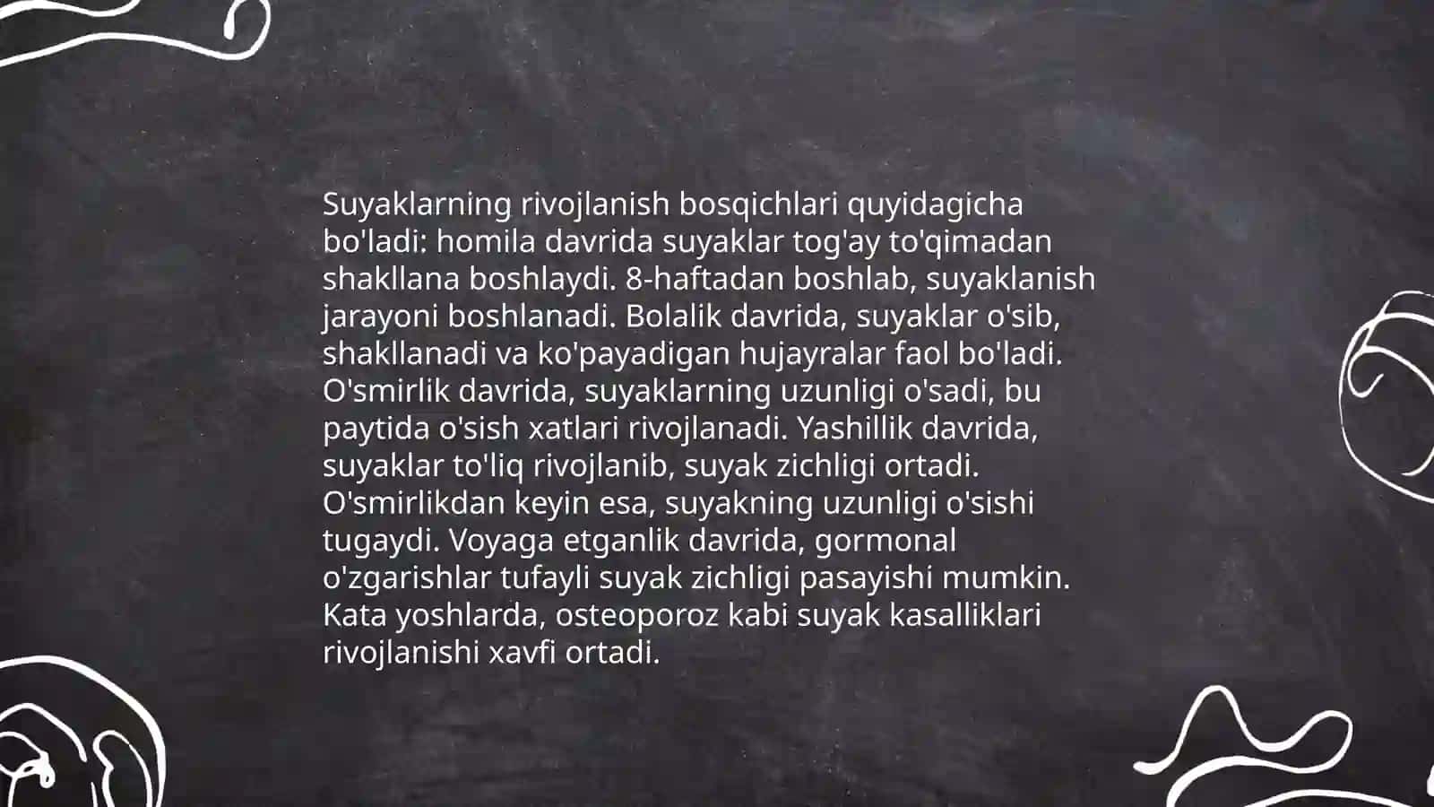 Suyaklarning tuzilishi, rivojlanishi va kimyoviy tarkibi 4