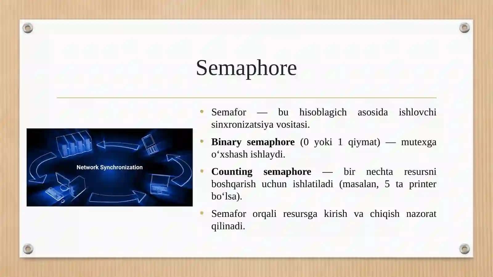 Sinxronlashtirish mexanizmlar jarayonlari 4