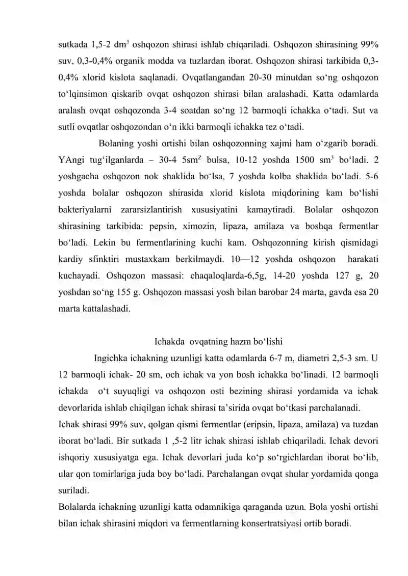 OVQAT HAZM QILISH TIZIMINING YOSH 4