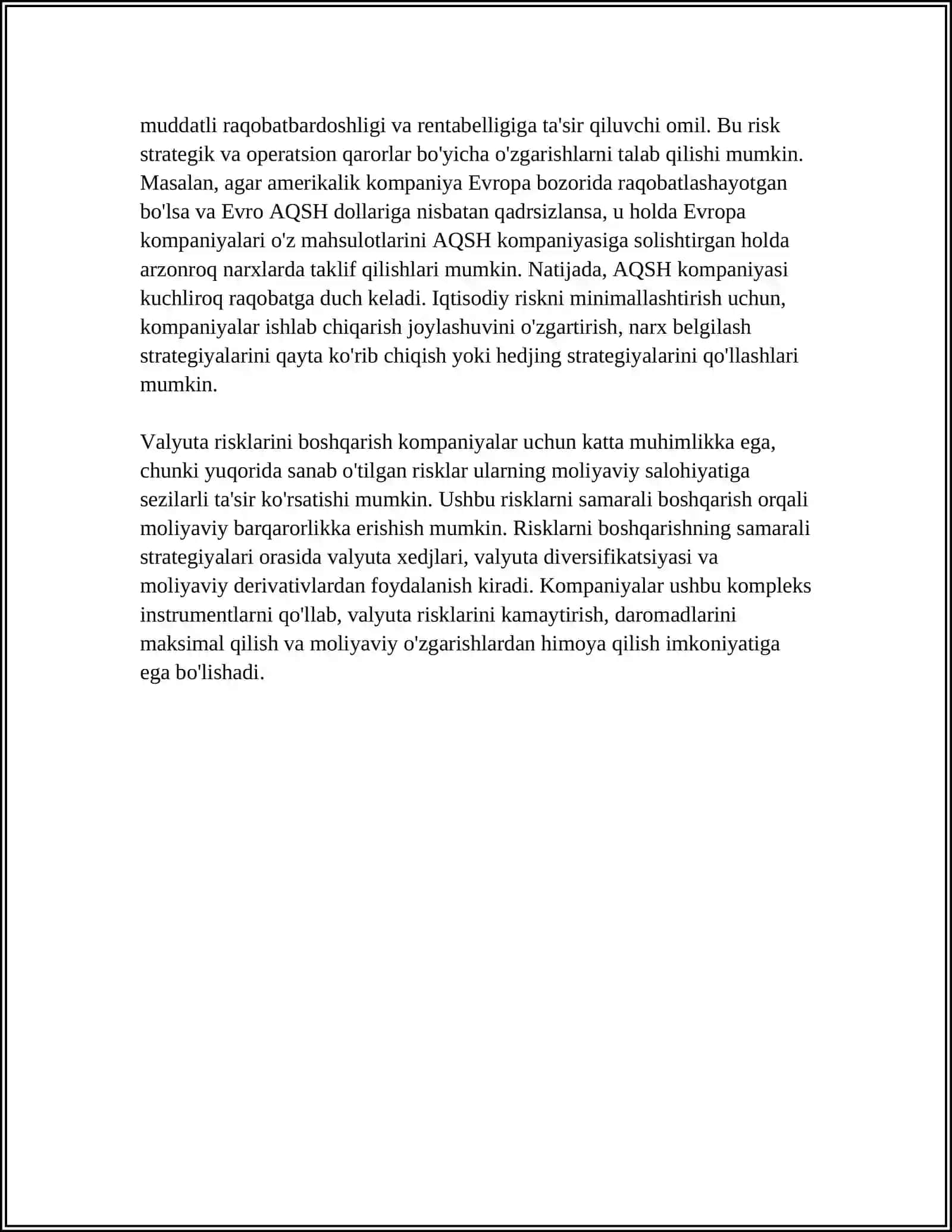 VALYUTA RISKI VA UNI BOSHQARISH 4