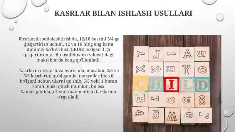 Sonning bir necha qismlarini topish 4