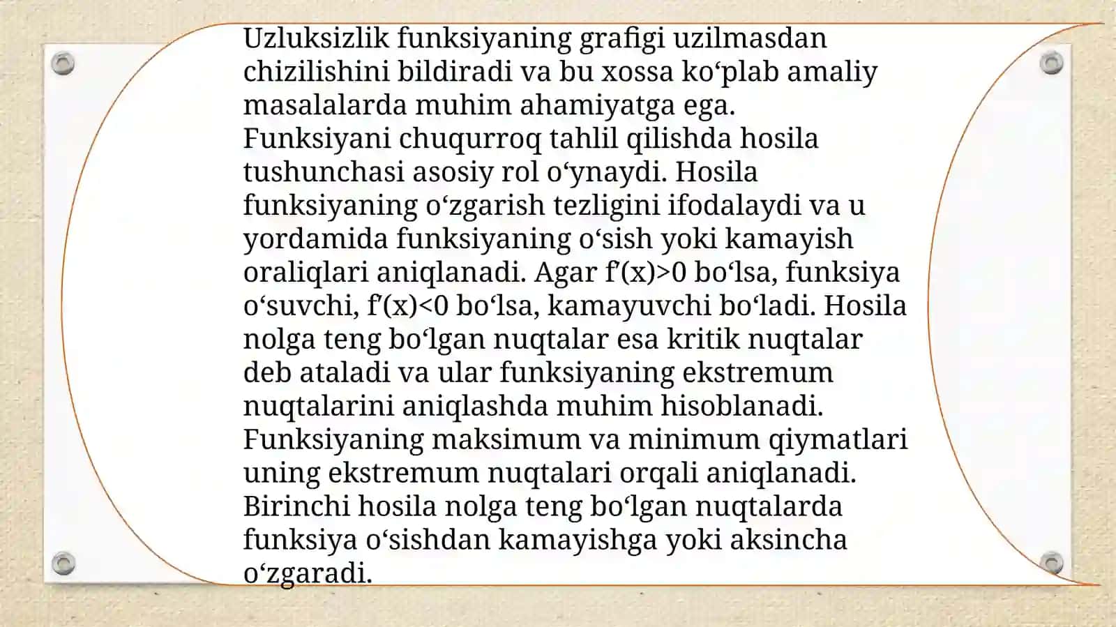 Bir o‘zgaruvchili funksiyani tekshirish. Foydani maksimallashtirish modeli. 4