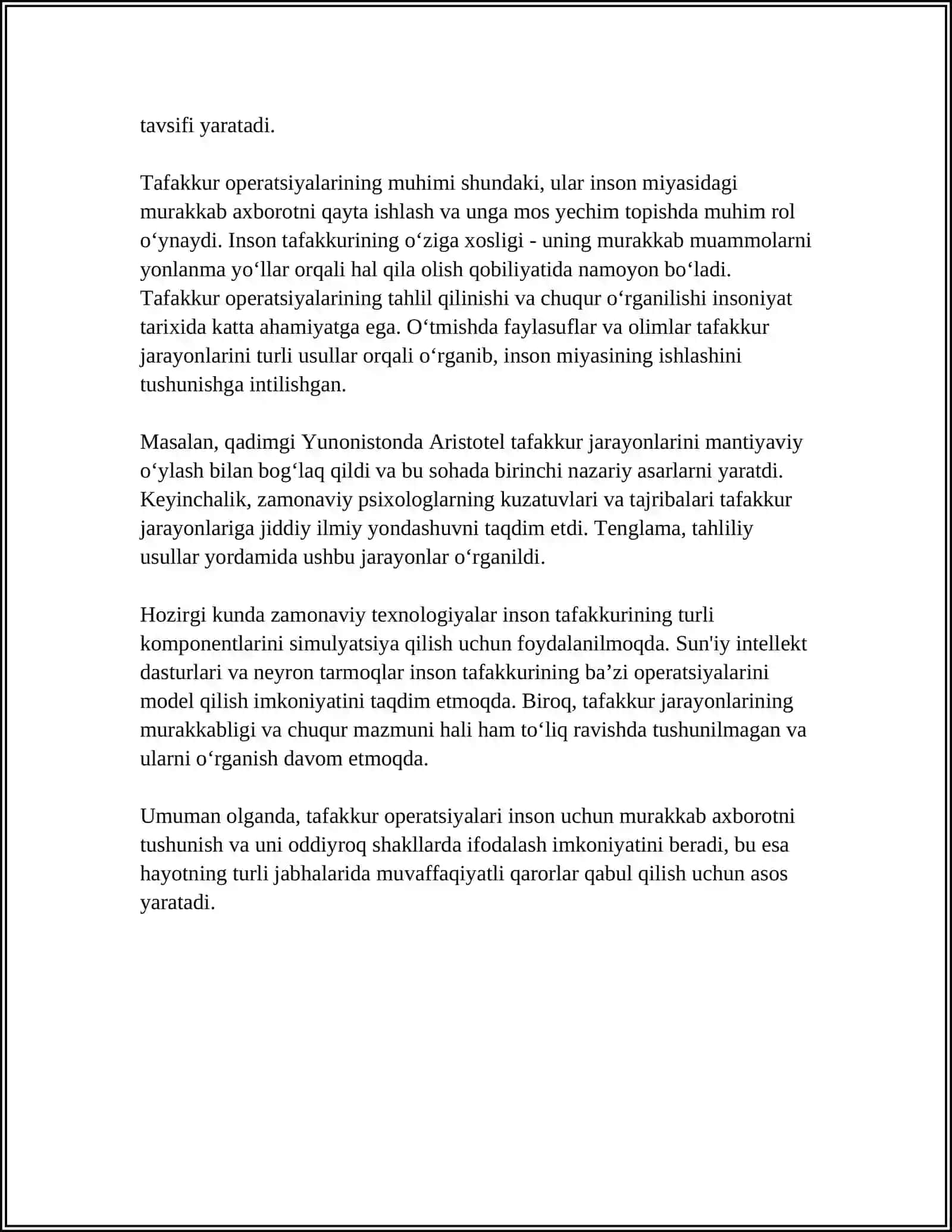 TAFAKKUR OPERATSIYALARI 4