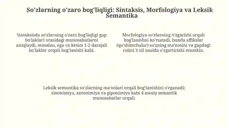 Soʻzlarn oʻzaro bogʻlanishi va bogʻlovchi vositalar 4
