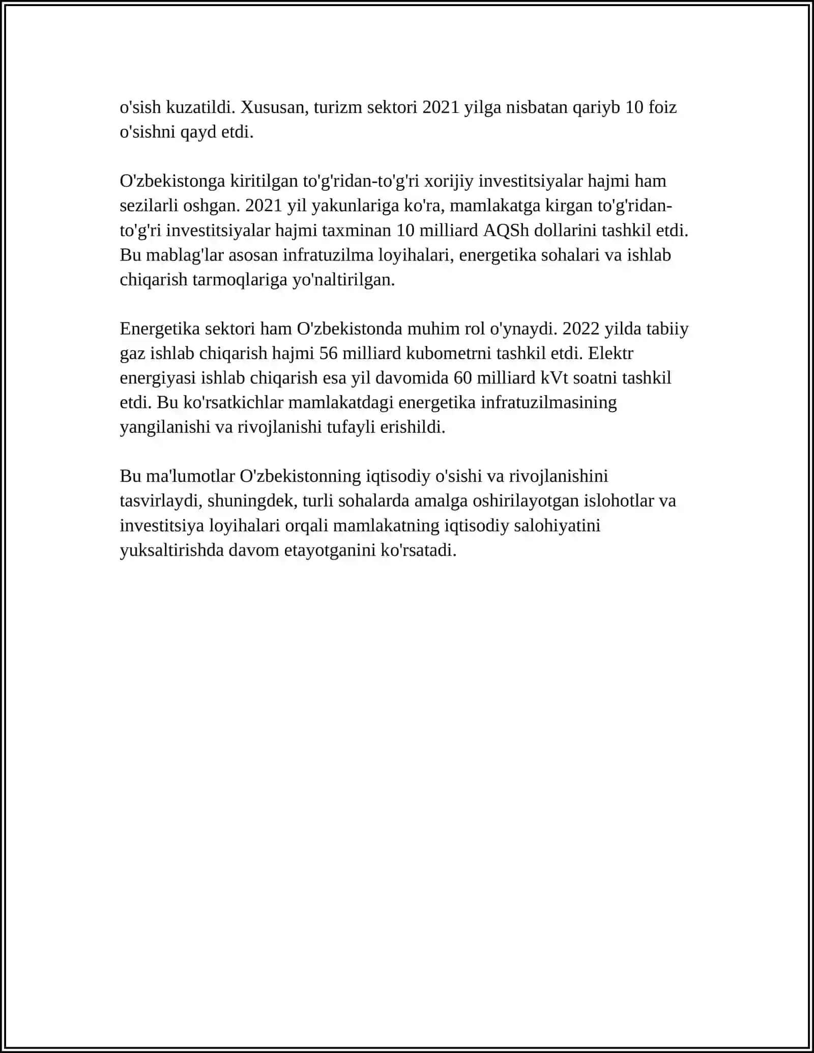 O'ZBEKISTON IQTISODIYOTI 4
