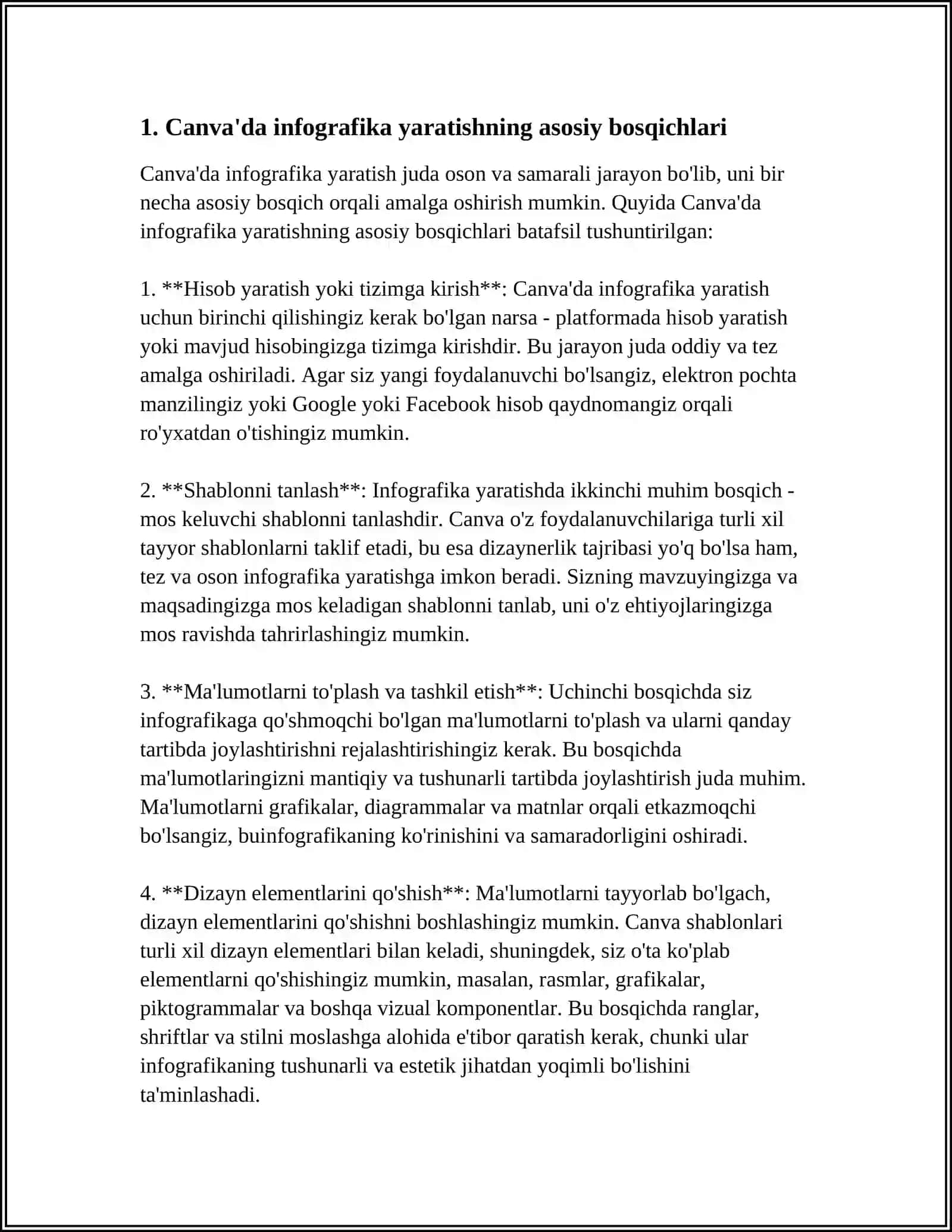CANVA INFOGRAPHIC TOOL DASTURIDA INFOGRAFIK MA’LUMOTLAR SHAKLLANTIRISH 4