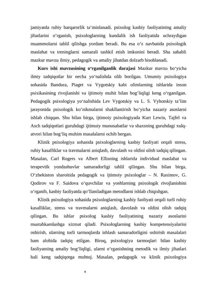 Psixologiya tarmoqlari va psixolog kasbiy faoliyati 4