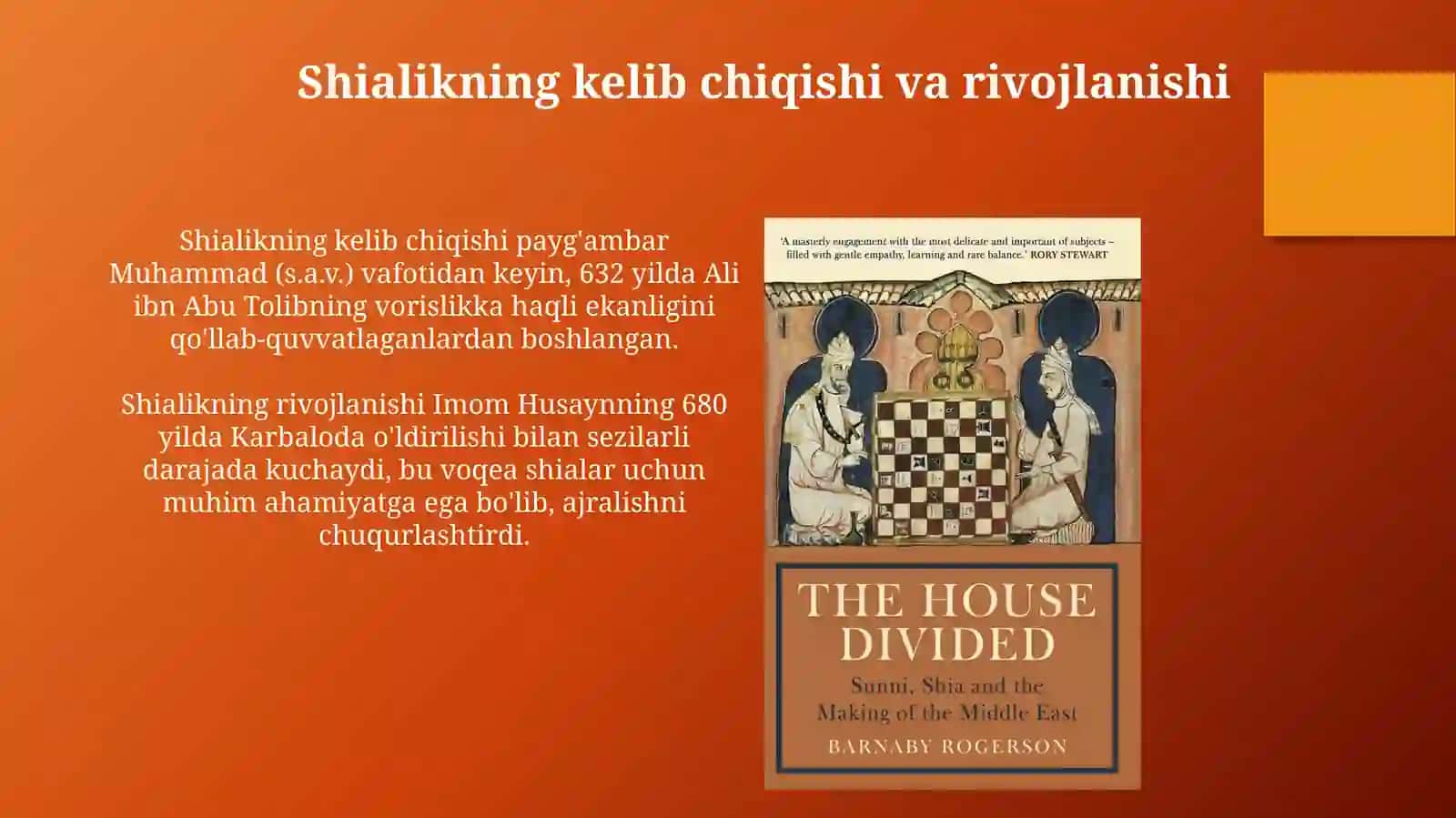 Islomdinidaasosiyyoʻnalishlarsunʼiylikshialikxorijiylik 4