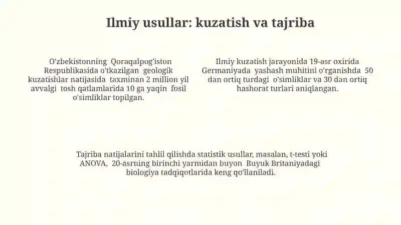 Ilmiy Bilimlar va uning metodlari 4