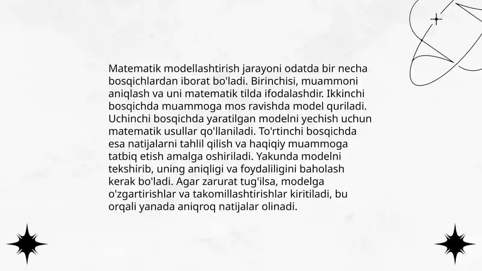 Matematik modellashtirish va uning bosqichlari 4