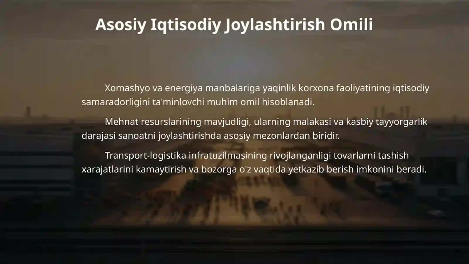 Turli tarmoqlarda korxonalarni joylashtirishning qonuniyatlari. 4