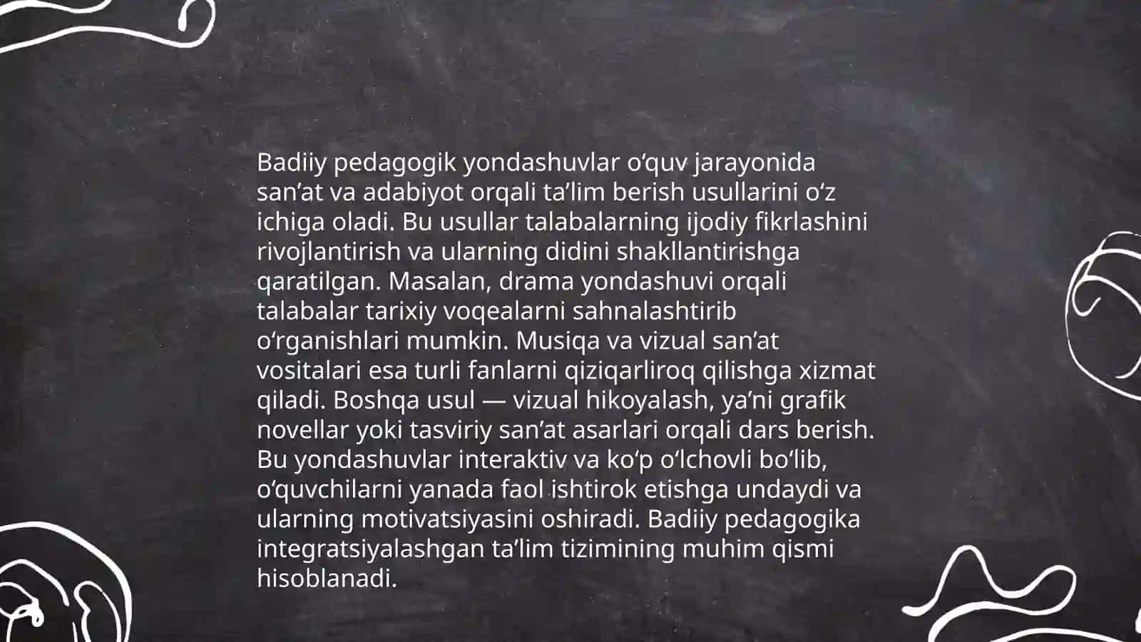 Badiiy pedagogikaning qoʻllanish usullari 4