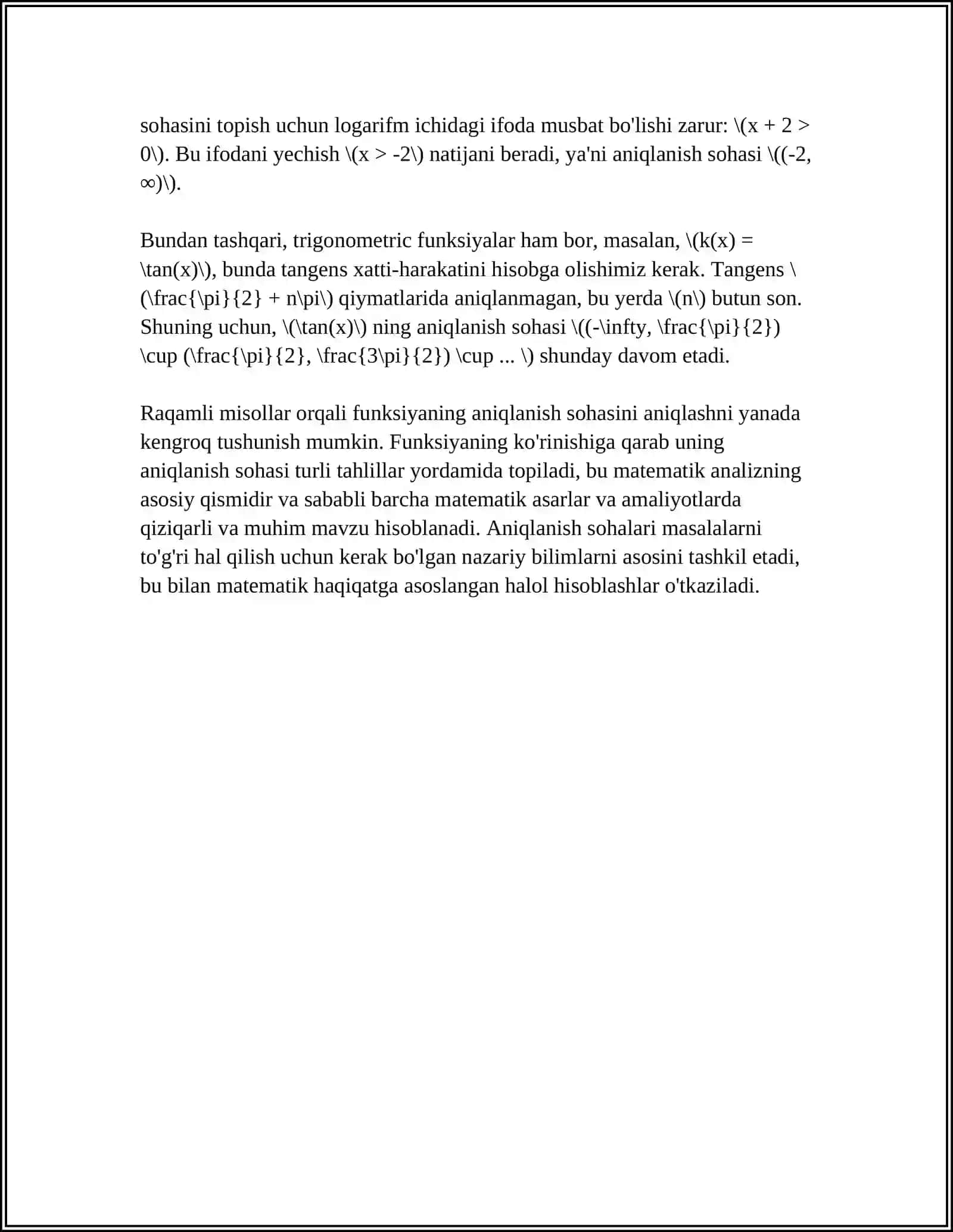 FUNKSIYANI TOʻLA TEKSHIRISH 4