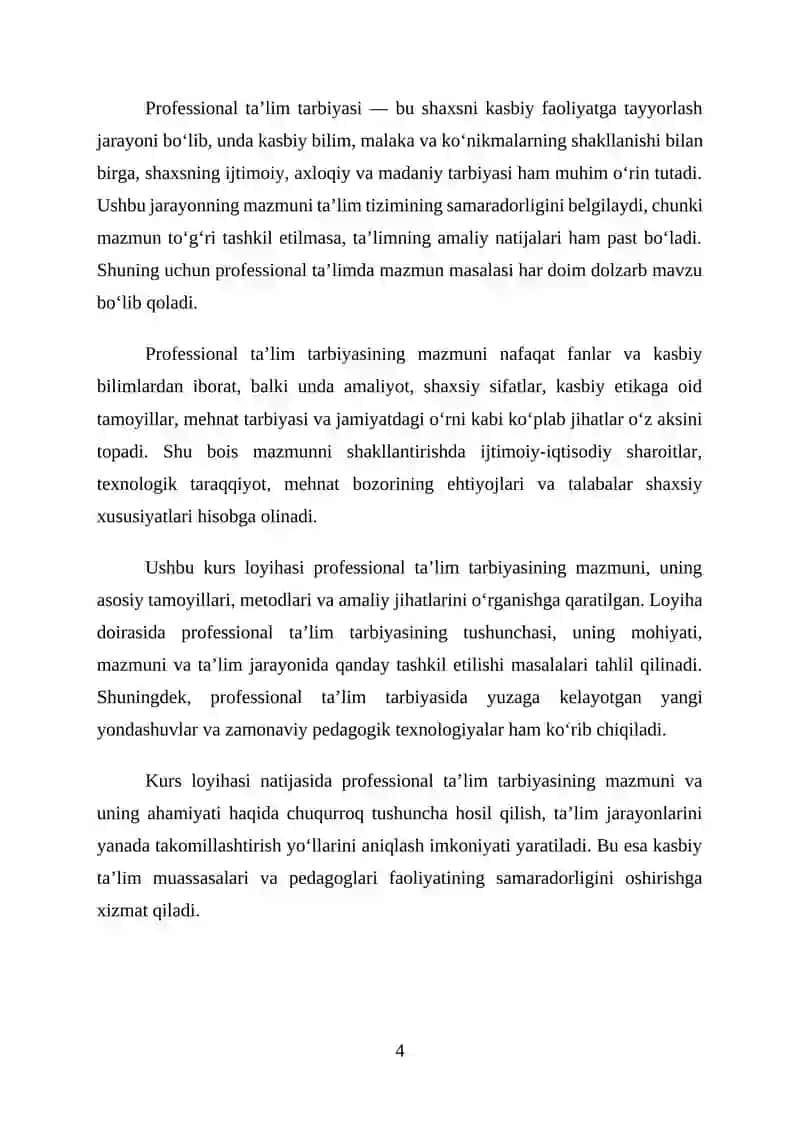 Professional ta’lim tarbiyasining mazmuni 4
