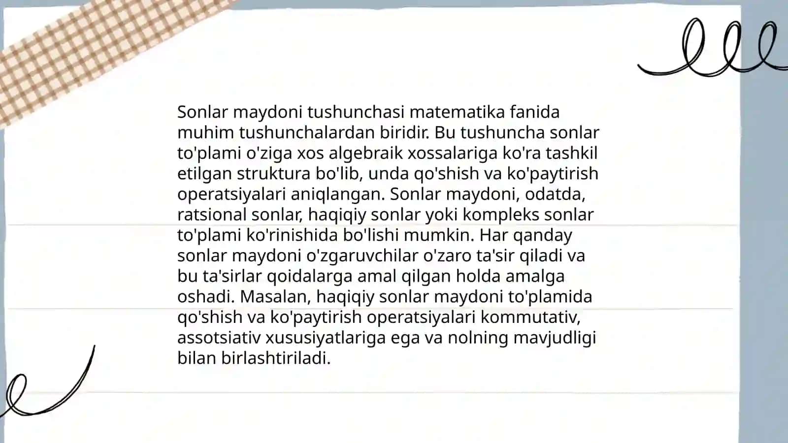 Algebraik sonlar maydoni 4
