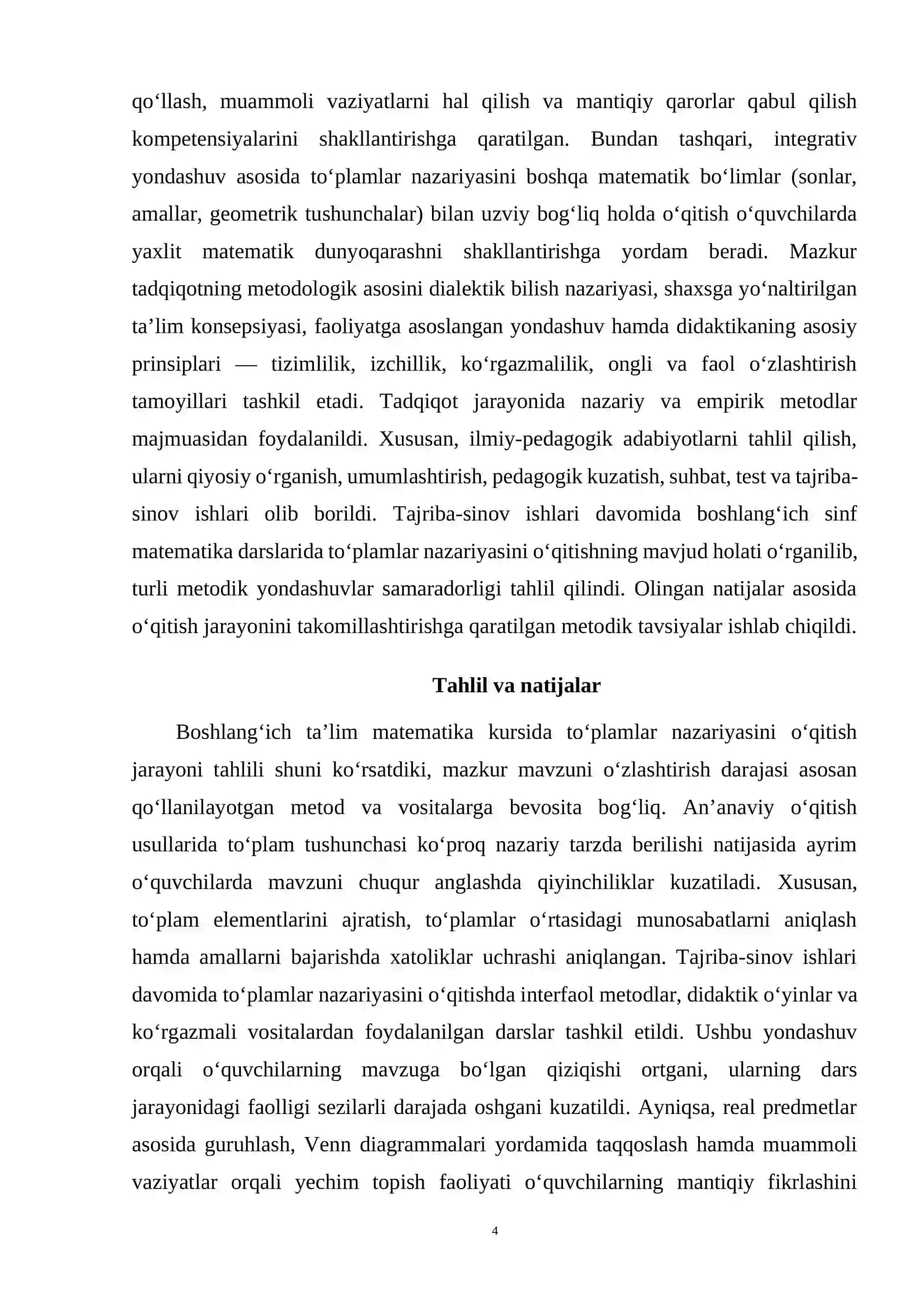 Boshlangʻich taʼlim matematika kursining toʻplamlar nazariyasi 4